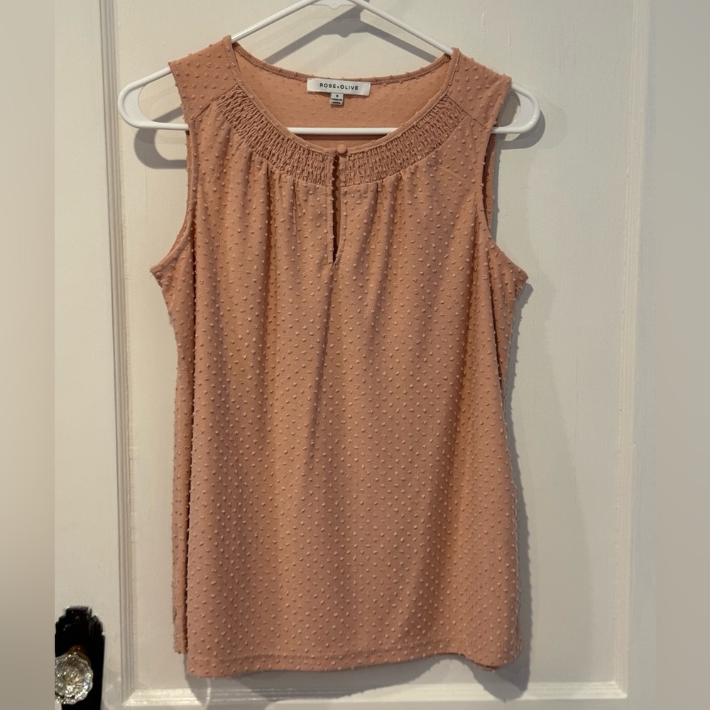 Rose & Olive Pink Sleeveless Blouse with Polka Dots